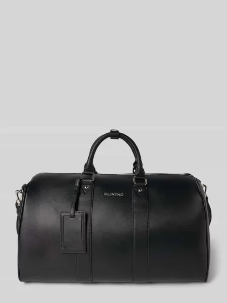 Torba weekendowa z aplikacją z logo z imitacji skóry Valentino czarna
