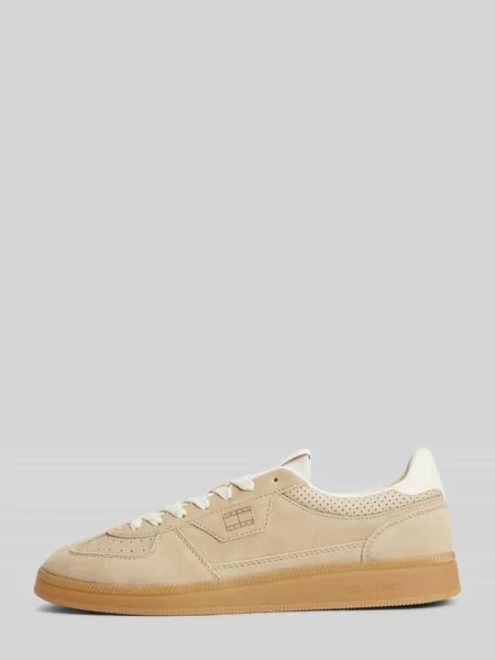 Sneakersy z naturalnej skóry welurowej Tommy Jeans beżowe
