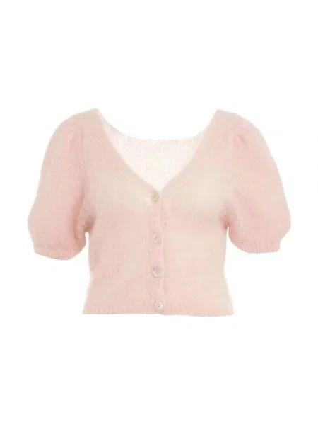 Kardigan American Dreams z dekoltem w serek różowy