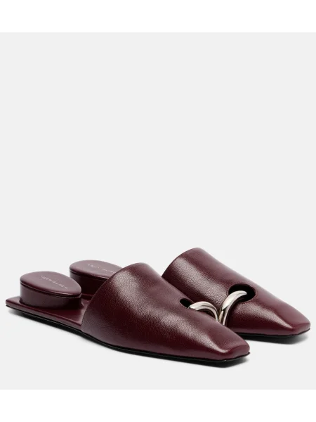 Papuci tip mules Tory Burch din piele bordo