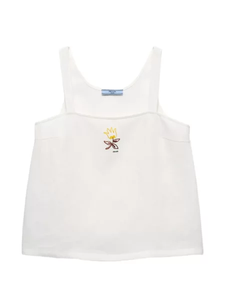 Top Prada cu broderie de in alb