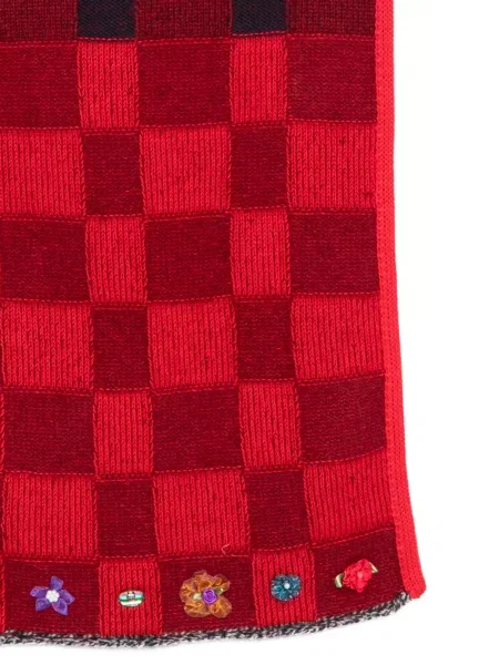 Fular Yanyan Knits în carouri roșu