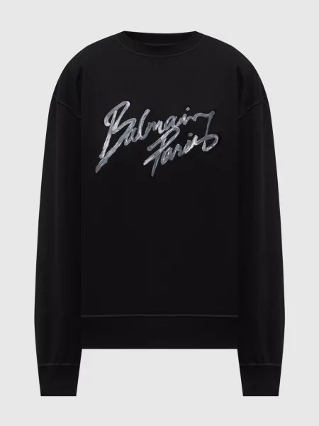 Свитшот Balmain с принтом черный