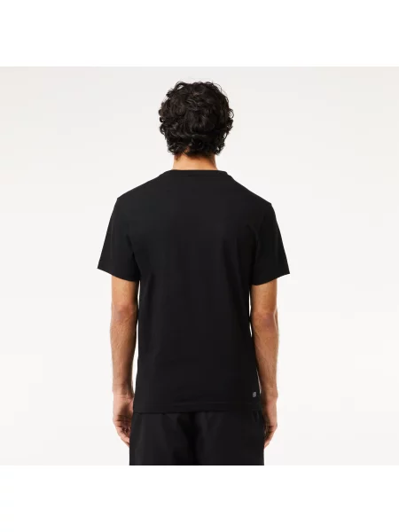 Lacoste Koszulka Sport Z Dekoltem Z Nadrukiem Regular Fit czarna