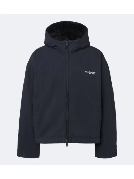 Geacă Acne Studios cu glugă din canvas albastru
