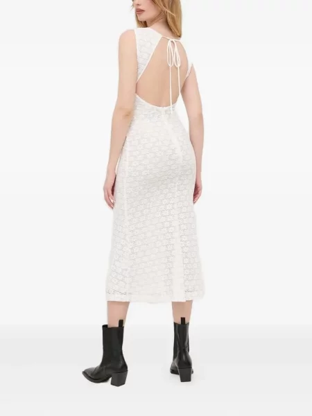 Rochie midi Bardot până la genunchi de costum alb