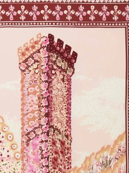 Fular Ferragamo de mătase cu model floral cu imagine roz