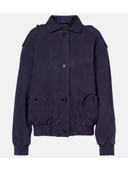 Geacă bomber Blazé Milano din piele de căprioară albastru