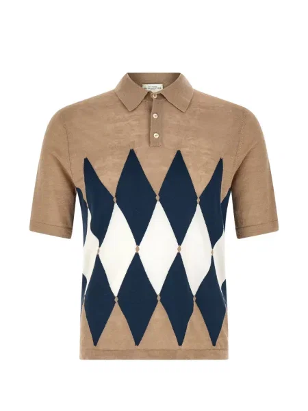 Tricou polo Ballantyne cu model argyle scurt