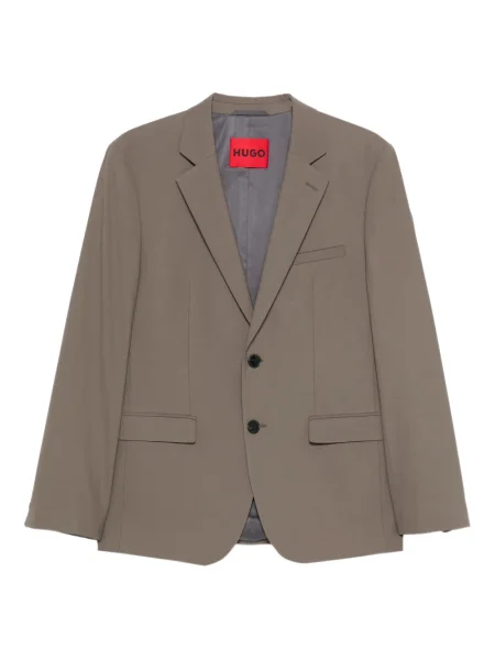 Vlněný oblekový jednořadý oblek Hugo hnědý