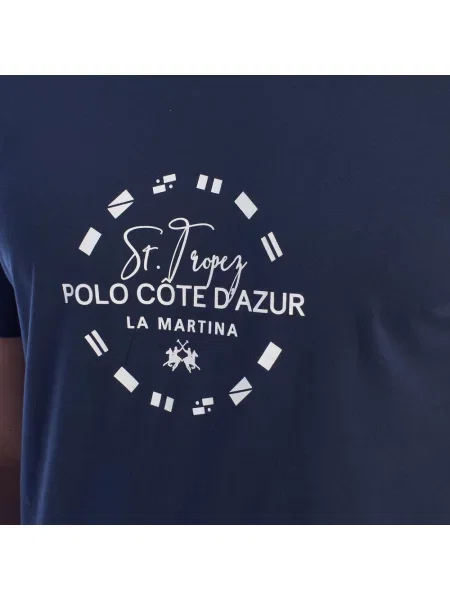 Koszulka polo La Martina z krótkim rękawem niebieska
