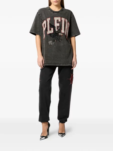 Tricou Philipp Plein cu decolteu rotund gri