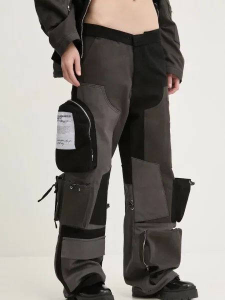 Панталон Karl Lagerfeld Jeans с широка каройка с висока талия черно