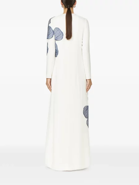 Rochie maxi Costarellos cu model floral de costum alb