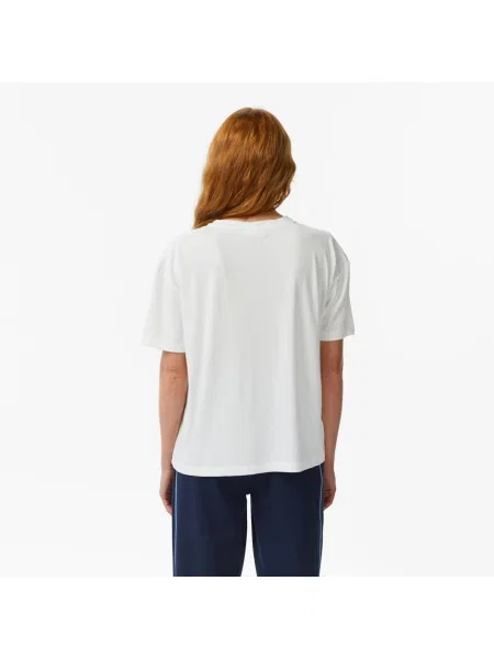 Lacoste T-Shirt Z Okrągłym Dekoltem Relaxed Fit biały