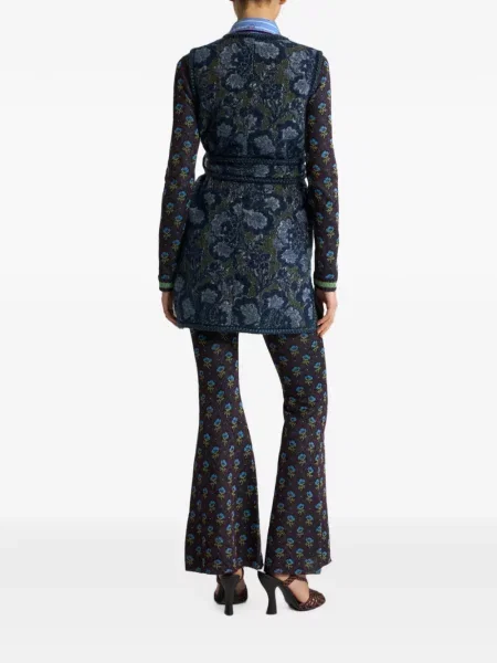 Lung vestă Etro cu model floral din jacard albastru