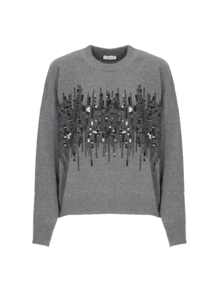 Sweter Peserico z cekinami wełniany szary