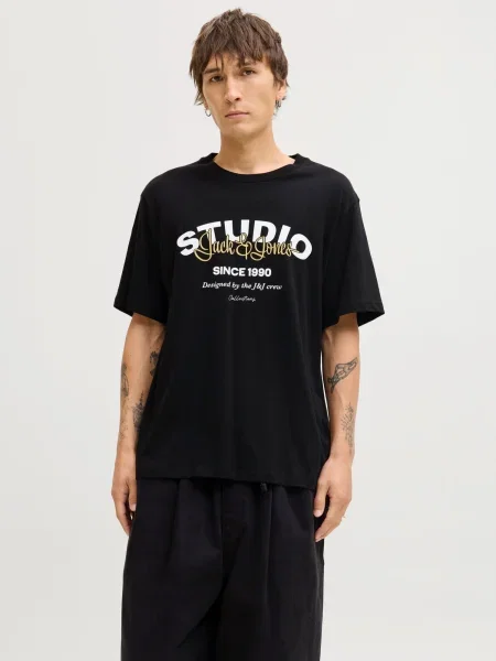 JACK & JONES Tričko JJYUKI svetložltá / čierna biela