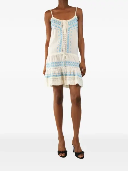 Rochie mini Melissa Odabash cu broderie fără mâneci alb