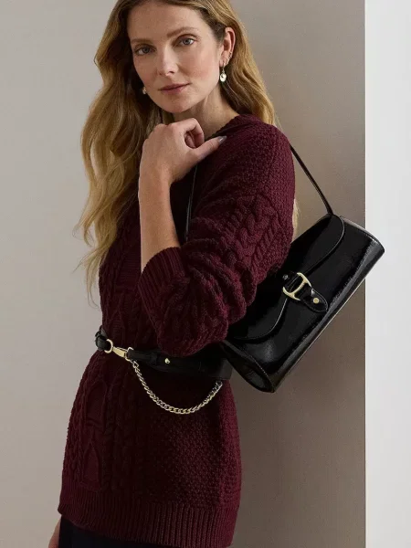 Шкіряна сумочка Lauren Ralph Lauren чорний