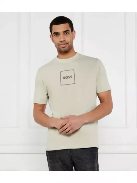 BOSS ORANGE Tricou Te_linenlogo | cu adaos de in bej