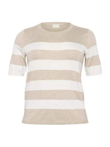 KAFFE CURVE Pulover KClizzy gri deschis alb