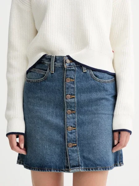 Levi's spódnica jeansowa mini rozkloszowana niebieski