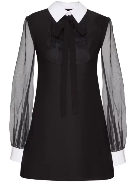Rochie Valentino Garavani de mătase transparente de costum negru
