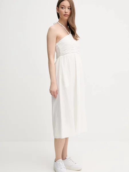 Мини джинсовое платье Pepe Jeans клеш бежевое