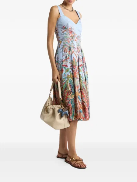 Rochie midi Etro cu imagine cu model paisley albastru