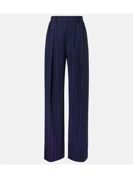 Pantaloni Ralph Lauren Collection de lână albastru
