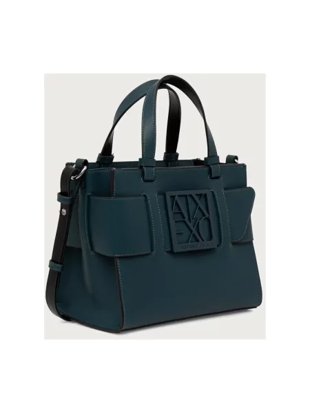 Armani Exchange torebka z imitacji skóry niebieska