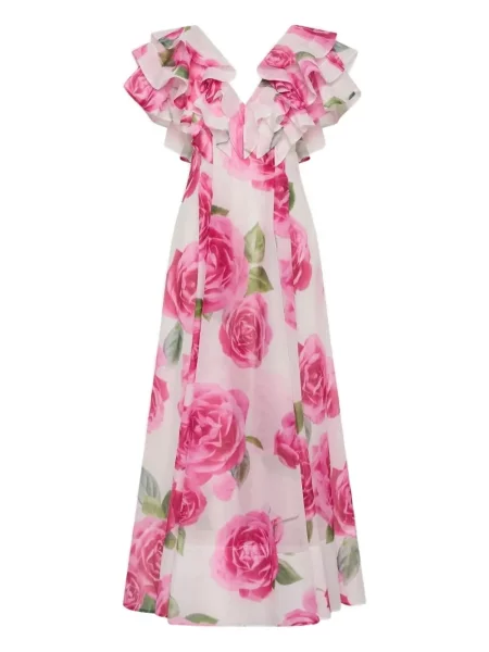 Maksi sukienka maxi Aje w kwiatki garniturowa biała