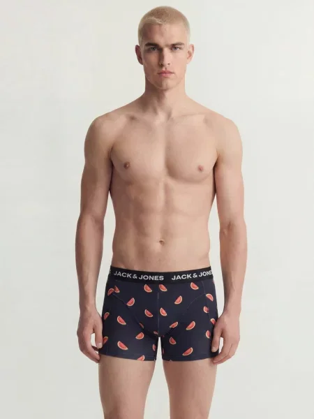 JACK & JONES Boxerky JACTHOR námornícka modrá / azúrová / čierna biela