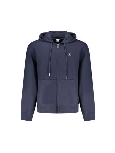 Bluza rozpinana Calvin Klein z kapturem z długim rękawem niebieska