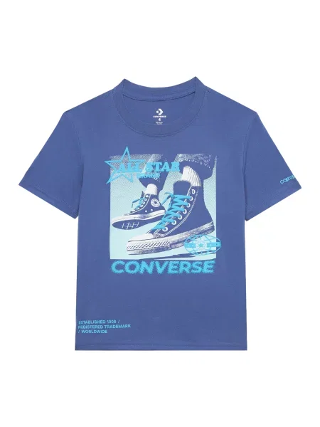 CONVERSE Majica CNVB PHOTO REAL SNKR safirno plava / azur / pastelno plava bijela
