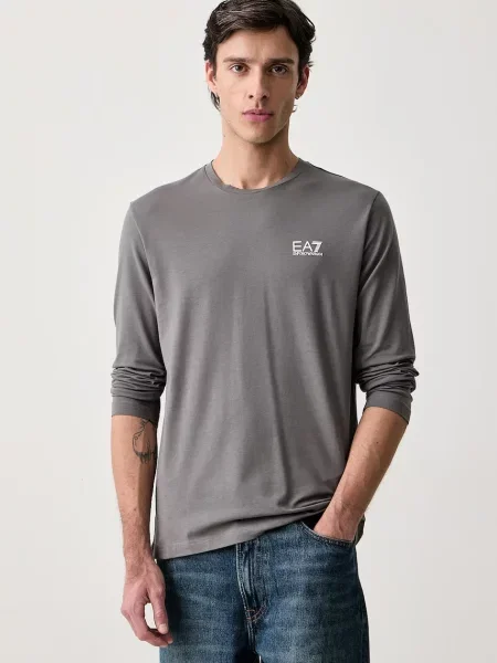 Emporio Armani longsleeve z bawełną szara