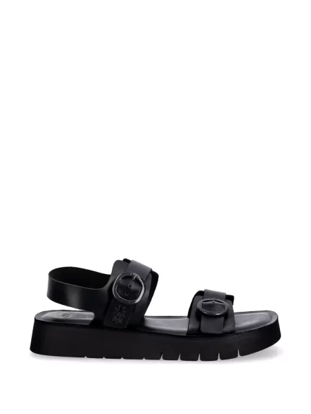 Sandale Fly London din piele cu cataramă negru