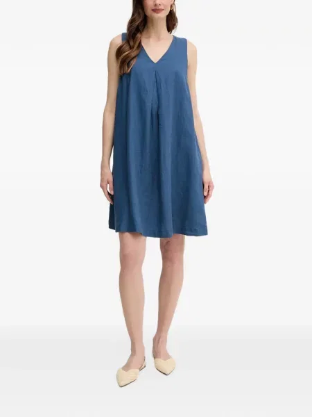Rochie midi Benetton cu decolteu în V albastru