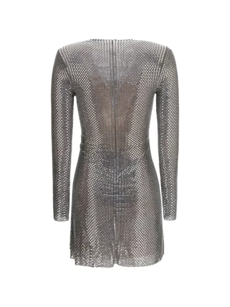 Stras rochie mini Self-portrait plasă plic gri