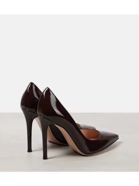 Pantofi cu toc Gianvito Rossi din piele de lac bordo