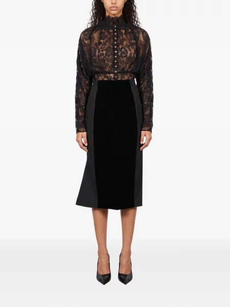 Fustă midi Jacquemus de catifea negru