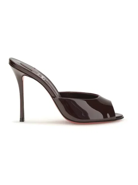 Klapki Christian Louboutin skórzane czarne
