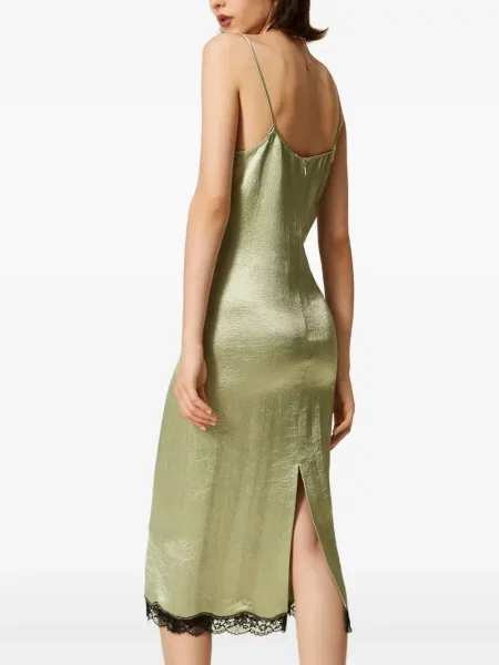 Rochie midi Twinset din satin verde