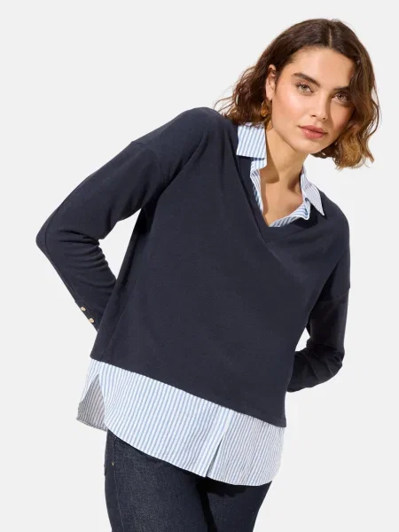 Friends Like These Pulover albastru marin / azuriu alb