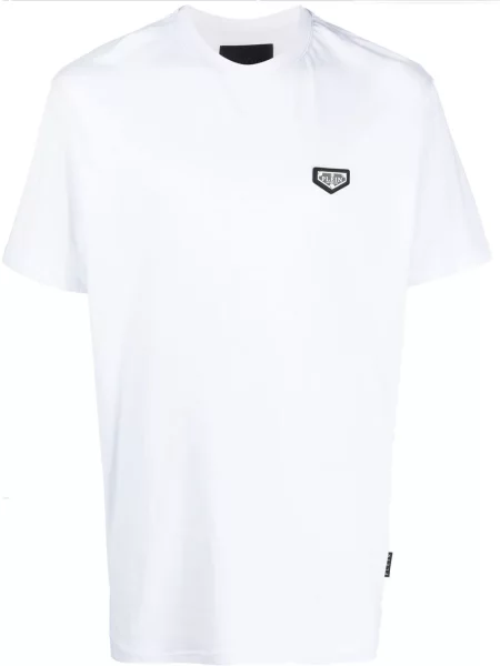 Tricou Philipp Plein cu decolteu rotund alb