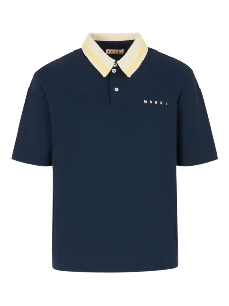 Pruhované s límcem polotričko Marni s potiskem modré