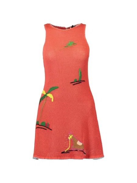 Rochie mini Staud cu broderie portocaliu