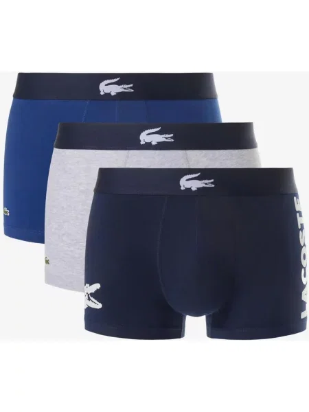 Bokserki Lacoste Stretch Cotton Logo granatowe 3 sztuki XS białe