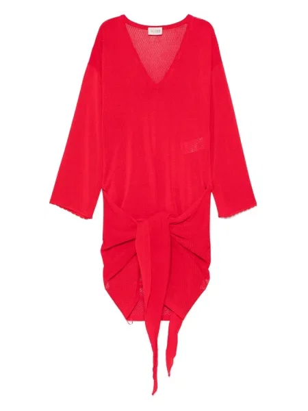 Rochie mini The Attico cu decolteu în V de costum roșu